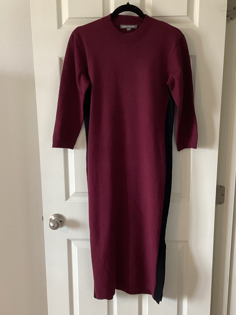 Kate & Mallory Burgundy and Black Midi Knit Dress